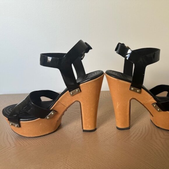 Givenchy Wooden, Platform Heel, Black, Patent Leather with Studs, Size 37 - Picture 4 of 7